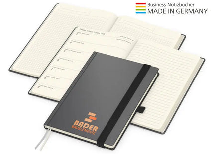 Vision-Hybrid Creme A5 Notizbuch mit Siebdruck-Digital in Anthrazit TK Gruppe® Grosshandel 