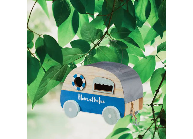 Vogelhaus im Wohnwagen-Design, ca. 19 cm Hoch – Attraktives Gartenaccessoire TK Gruppe® Grosshandel 