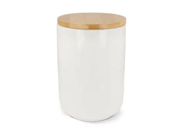 Vorratsdose Keramik & Bambus 900ml - Weiß: Luftdicht, stilvoll, langlebig, umweltfreundlich, vielseitig TK Gruppe® Grosshandel 
