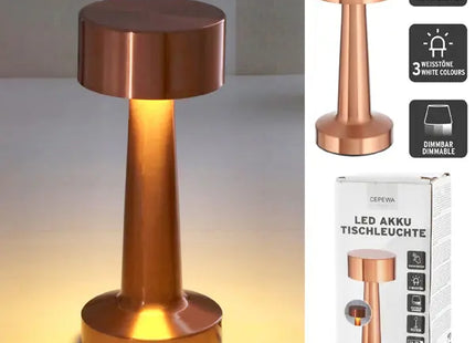 WERBUNG Moderne LED-Tischleuchte mit Touch-Steuerung - USB, Kupfer, ca. 21cm hoch TK Gruppe® Grosshandel 