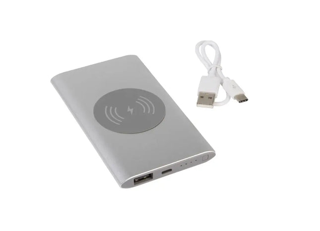 WIRELESS POWER Kabellose Powerbank - Modernes Silber TK Gruppe® Grosshandel 