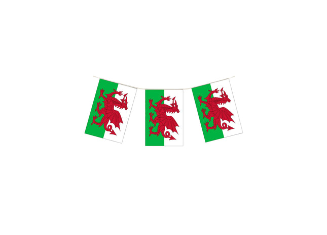 Wales-Flaggenkette, 10 m, 20 PVC-Flaggen, 20 x 31 cm, Wetterfest TK Gruppe® Grosshandel 
