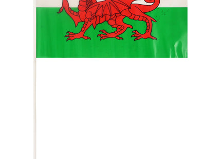 Wales Handflagge, 29x17 cm, PVC, mit 40 cm Stab, robust TK Gruppe® Grosshandel 