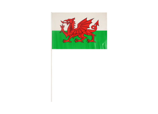 Wales Handflagge, 29x17 cm, PVC, mit 40 cm Stab, robust TK Gruppe® Grosshandel 