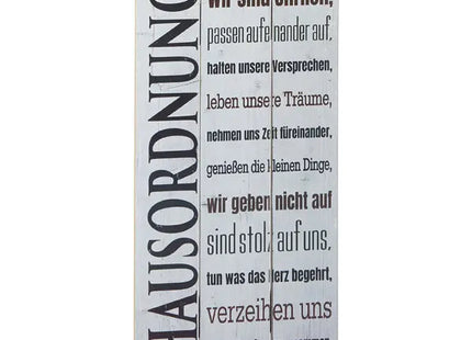 Wandbild 'Hausordnung', 20x40cm - Stilvolles Regelwerk für Zuhause TK Gruppe® Grosshandel 