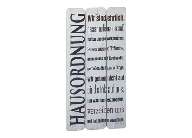 Wandbild 'Hausordnung', 20x40cm - Stilvolles Regelwerk für Zuhause TK Gruppe® Grosshandel 