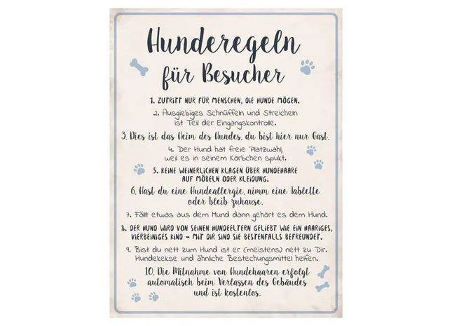 Wandbild mit Hunderegeln - 30x40cm | Stilvolles Hunde-Kunstwerk für Hundeliebhaber TK Gruppe® Grosshandel 