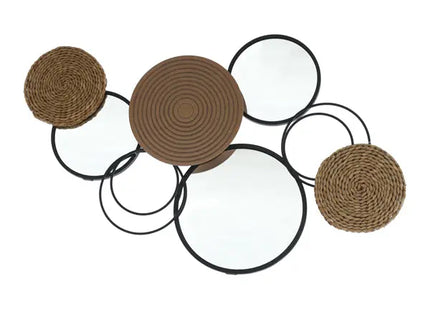 Wanddeko aus Metall mit Spiegel, ca. 76 cm breit – Moderne Kunst | Stilvoller, eleganter Wandakzent TK Gruppe® Grosshandel 