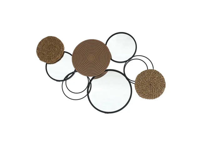 Wanddeko aus Metall mit Spiegel, ca. 76 cm breit – Moderne Kunst | Stilvoller, eleganter Wandakzent TK Gruppe® Grosshandel 