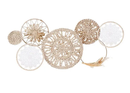 Wanddeko aus Metall und Raffia, 89 cm breit – Stilvolle Boho-Wandkunst | Natürlich, modern TK Gruppe® Grosshandel 