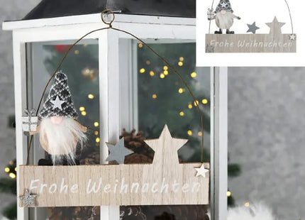 Wandhänger Frohe Weihnachten mit Wichtel, 23cm Hoch, Festliche Deko TK Gruppe® Grosshandel 