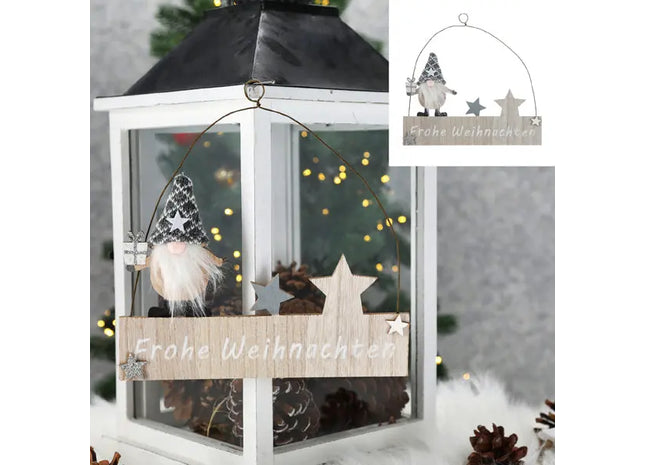 Wandhänger Frohe Weihnachten mit Wichtel, 23cm Hoch, Festliche Deko TK Gruppe® Grosshandel 