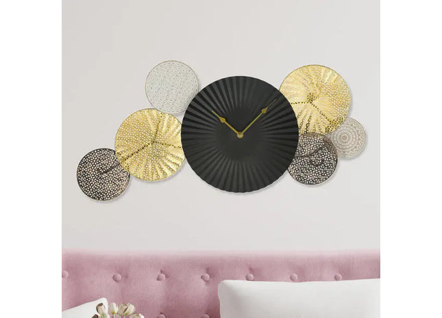 Wanduhr aus Metall, ca. 64 cm breit – Moderne Industrie-Wanduhr | Stilvolle, große Zeitanzeige TK Gruppe® Grosshandel 