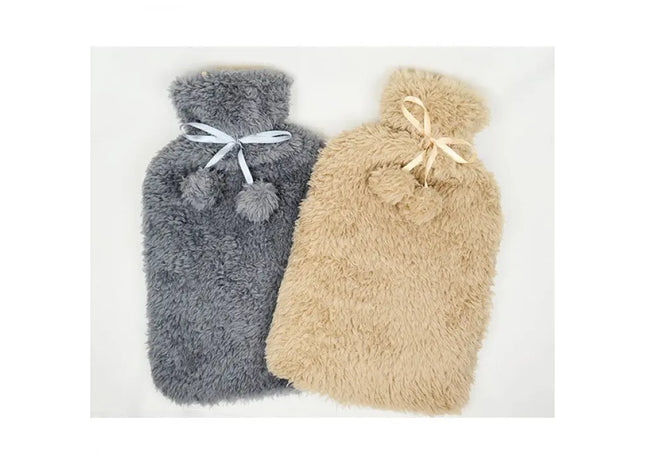 Wärmflasche mit Pompoms und Motiv, Verschiedene Designs, 2L - Gemütlich & Stilvoll TK Gruppe® Grosshandel 