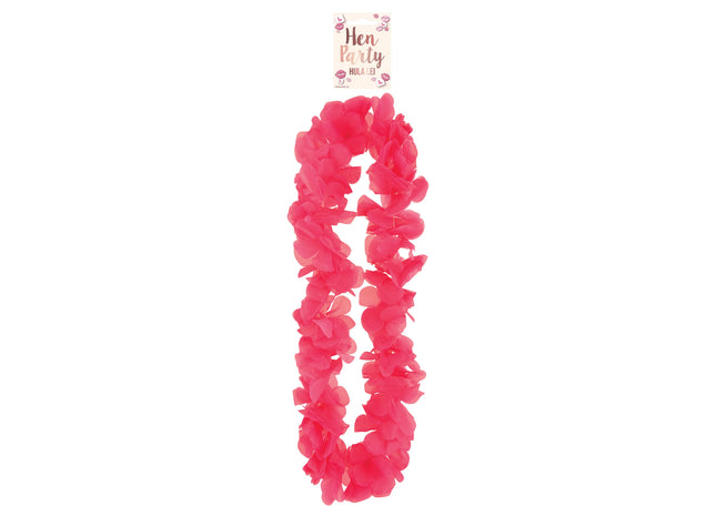 Warmrosa Hula Lei, 100 cm mit 9 cm Blütenblättern – Hawaii-Partyzubehör TK Gruppe® Grosshandel 