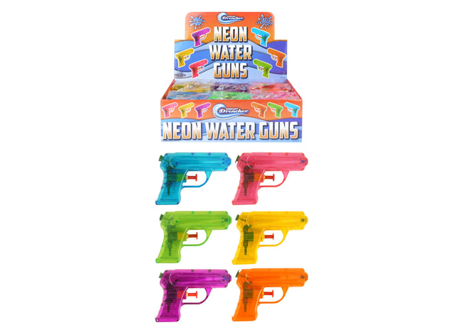 Wasser-Pistole 11 cm, 6er-Pack, Neonfarben, Outdoor-Sommerspielzeug für Kinder TK Gruppe® Grosshandel 