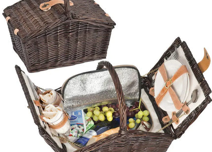 Weidengeflecht-Picknickkoffer Braun für 2 Personen - Charmant & Praktisch TK Gruppe® Grosshandel 