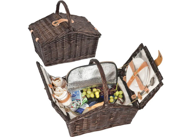 Weidengeflecht-Picknickkoffer für 2 - Natürliches Braun, Klassisch TK Gruppe® Grosshandel 