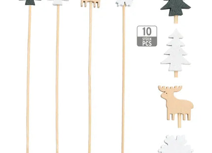Weihnachtliche Cocktailspieße, 10er-Set, ca. 13 cm hoch – Perfekt für festliche Partys TK Gruppe® Grosshandel 