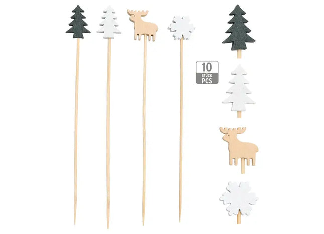 Weihnachtliche Cocktailspieße, 10er-Set, ca. 13 cm hoch – Perfekt für festliche Partys TK Gruppe® Grosshandel 