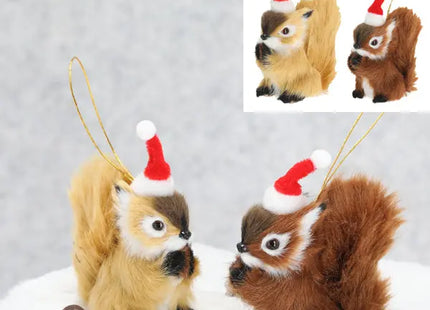Weihnachtliche Eichhörnchen-Hänger, 2er Set, Baumschmuck, 11cm Hoch TK Gruppe® Grosshandel 