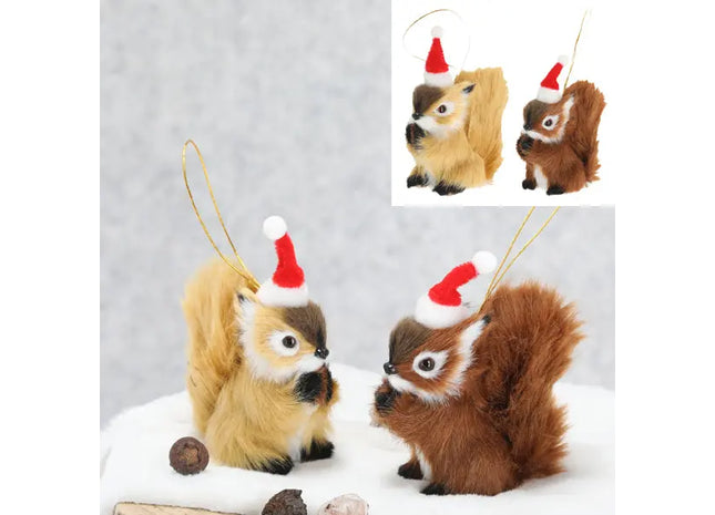 Weihnachtliche Eichhörnchen-Hänger, 2er Set, Baumschmuck, 11cm Hoch TK Gruppe® Grosshandel 