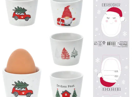 Weihnachtliche Eierbecher auf Karte, 4er-Set, je ca. 7cm hoch TK Gruppe® Grosshandel 