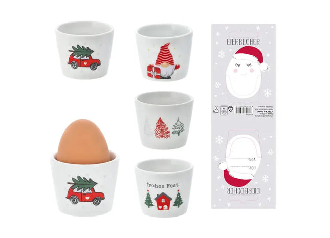 Weihnachtliche Eierbecher auf Karte, 4er-Set, je ca. 7cm hoch TK Gruppe® Grosshandel 