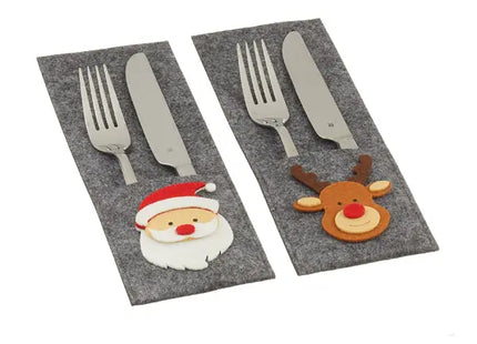 Weihnachtliche Filz-Bestecktaschen, 2er-Set, Ca. 26cm, Festliche Tischdekoration TK Gruppe® Grosshandel 