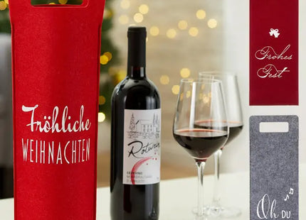 Weihnachtliche Filz-Flaschentaschen, 3er-Set, Festliches Design TK Gruppe® Grosshandel 