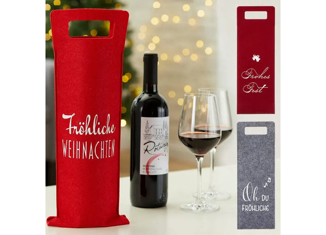 Weihnachtliche Filz-Flaschentaschen, 3er-Set, Festliches Design TK Gruppe® Grosshandel 