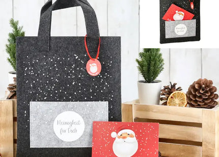 Weihnachtliche Filztasche mit Postkarte, Festtags-Geschenkbeutel, 22x26cm TK Gruppe® Grosshandel 