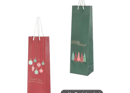 Weihnachtliche Flaschentaschen in Rot & Grün, 2er-Set, ca. 35 TK Gruppe® Grosshandel 