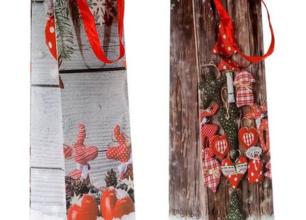 Weihnachtliche Flaschentaschen mit Herzmotiv, 2er-Set, Geschenkverpackung für Flaschen TK Gruppe® Grosshandel 