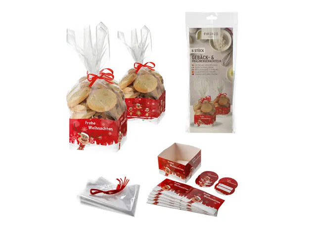 Weihnachtliche Gebäck- und Pralinenschachtel, 2 Sorten, 6er Set, festliche Leckereien TK Gruppe® Grosshandel 