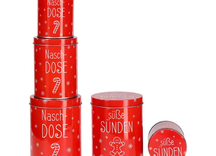 Weihnachtliche Gebäckdosen, Rund, 3er-Set in 2 Größen, Festliche Keksdosen TK Gruppe® Grosshandel 