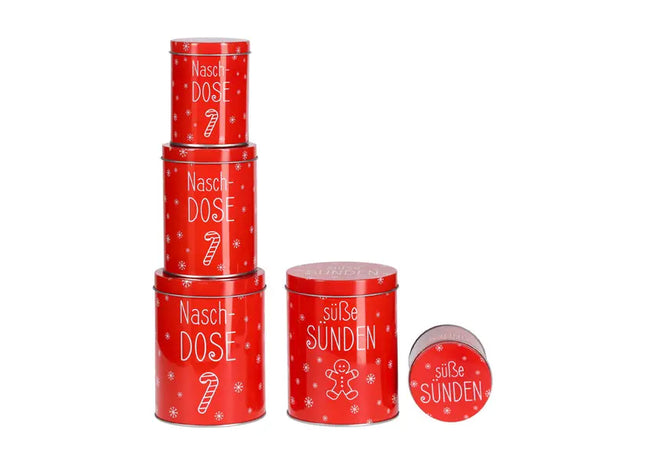 Weihnachtliche Gebäckdosen, Rund, 3er-Set in 2 Größen, Festliche Keksdosen TK Gruppe® Grosshandel 