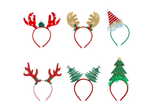 Weihnachtliche Haarreifen, Set mit 6 Stück, Festliche Kopfdekoration - TK Gruppe® Grosshandel 