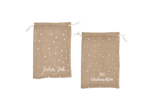 Weihnachtliche Jute-Geschenkbeutel, 2er-Set, 17x24cm - Umweltfreundliche Verpackung TK Gruppe® Grosshandel 