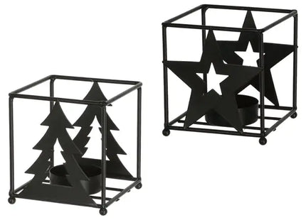 Weihnachtliche Kerzenhalter, Set aus 2, Höhe 8,5 cm - Festliche Deko TK Gruppe® Grosshandel 