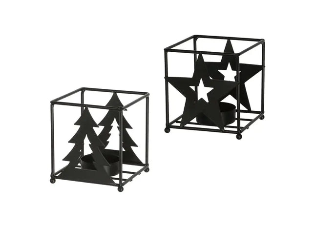 Weihnachtliche Kerzenhalter, Set aus 2, Höhe 8,5 cm - Festliche Deko TK Gruppe® Grosshandel 