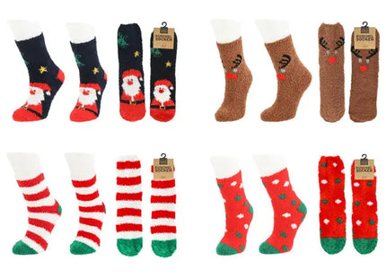 Weihnachtliche Kuschelsocken, kurz, 4er-Set - Gemütliche Festtagssocken TK Gruppe® Grosshandel 