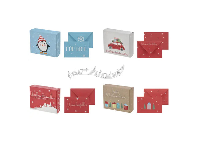 Weihnachtliche Musikboxen für Geldgeschenke, 4er-Set - Festliche Präsentation TK Gruppe® Grosshandel 