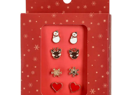 Weihnachtliche Ohrstecker, 4er Set, Festlicher Schmuck - 100 Zeichen TK Gruppe® Grosshandel 
