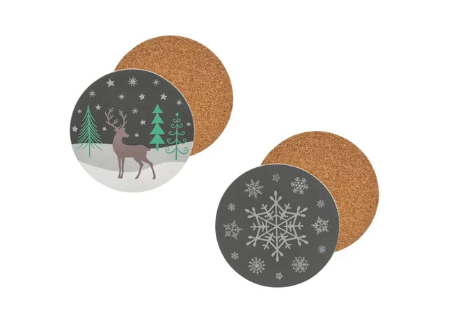 Weihnachtliche Runde Korkuntersetzer, 9,5cm Durchmesser, 2er-Set TK Gruppe® Grosshandel 