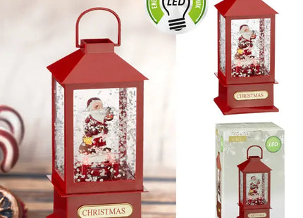 Weihnachtliche Schneelaterne mit Santa Claus | 23cm Höhe | Winterliche Dekoration | Kleine Laterne TK Gruppe® Grosshandel 