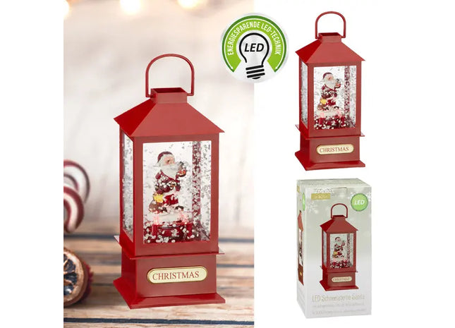 Weihnachtliche Schneelaterne mit Santa Claus | 23cm Höhe | Winterliche Dekoration | Kleine Laterne TK Gruppe® Grosshandel 
