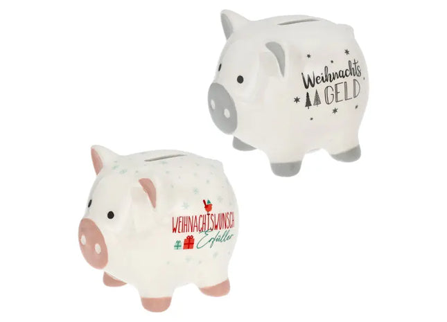 Weihnachtliche Spardose, Sparschwein, 2er-Set, ca. 11 cm – Festliche Geschenkidee TK Gruppe® Grosshandel 