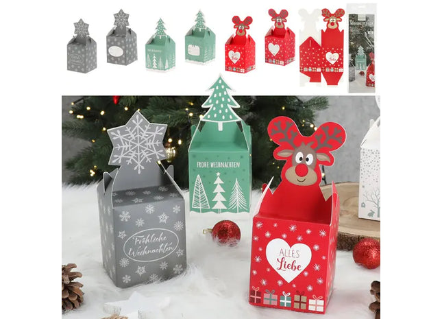 Weihnachtliche Süßigkeitenboxen, 3er Set, je ca. 9x10 cm – Ideal für Festtage TK Gruppe® Grosshandel 