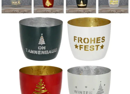 Weihnachtliche Windlichter-Set, 4 Stück, ca. 10x9 cm - Festliche Beleuchtungsdekoration TK Gruppe® Grosshandel 